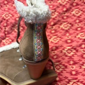 American Eagle Outfitters Brown Heeled Boots with Knit Trim